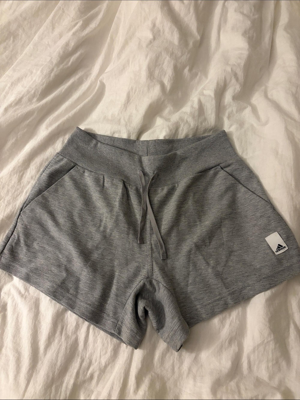 adidas Women's Light Gray Athletic Drawstring Shorts